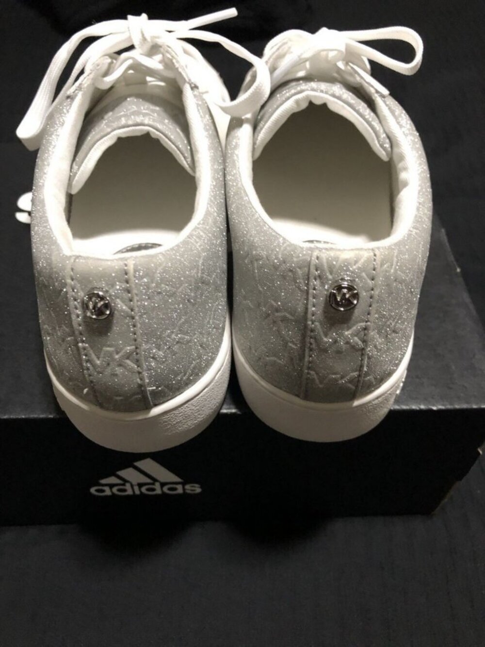 Michael Kors Keaton Low Trainers, Size 9.5, JC25G, Leather, White/Sliver - Picture 3 of 7